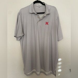 Peter Millar University of Nebraska Embroidered Men's Black and White Polo Shirt